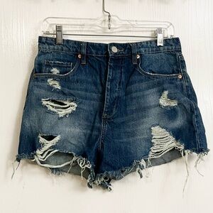 Blank NYC The Reeve Ultra High-Rise Distressed Jean Shorts